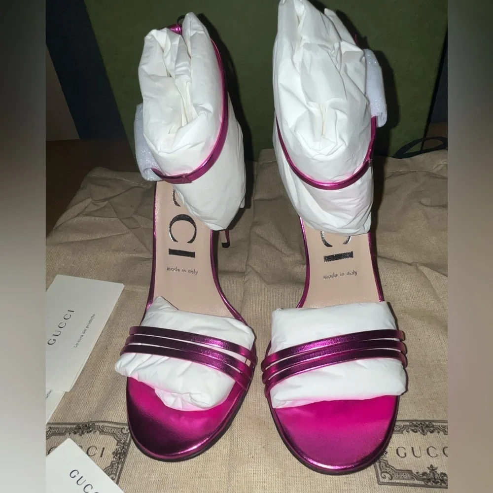 Authentic Gucci Ankle strap heel sandals size 38.5 - Picture 9 of 13